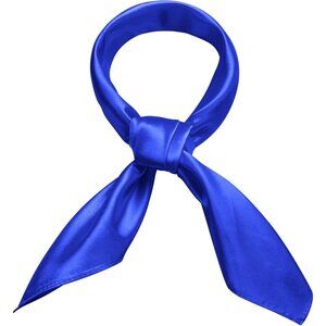 Women's Blue Silk Feeling Scarf 23.6'' Square Satin Scarf Neck Head Bandana